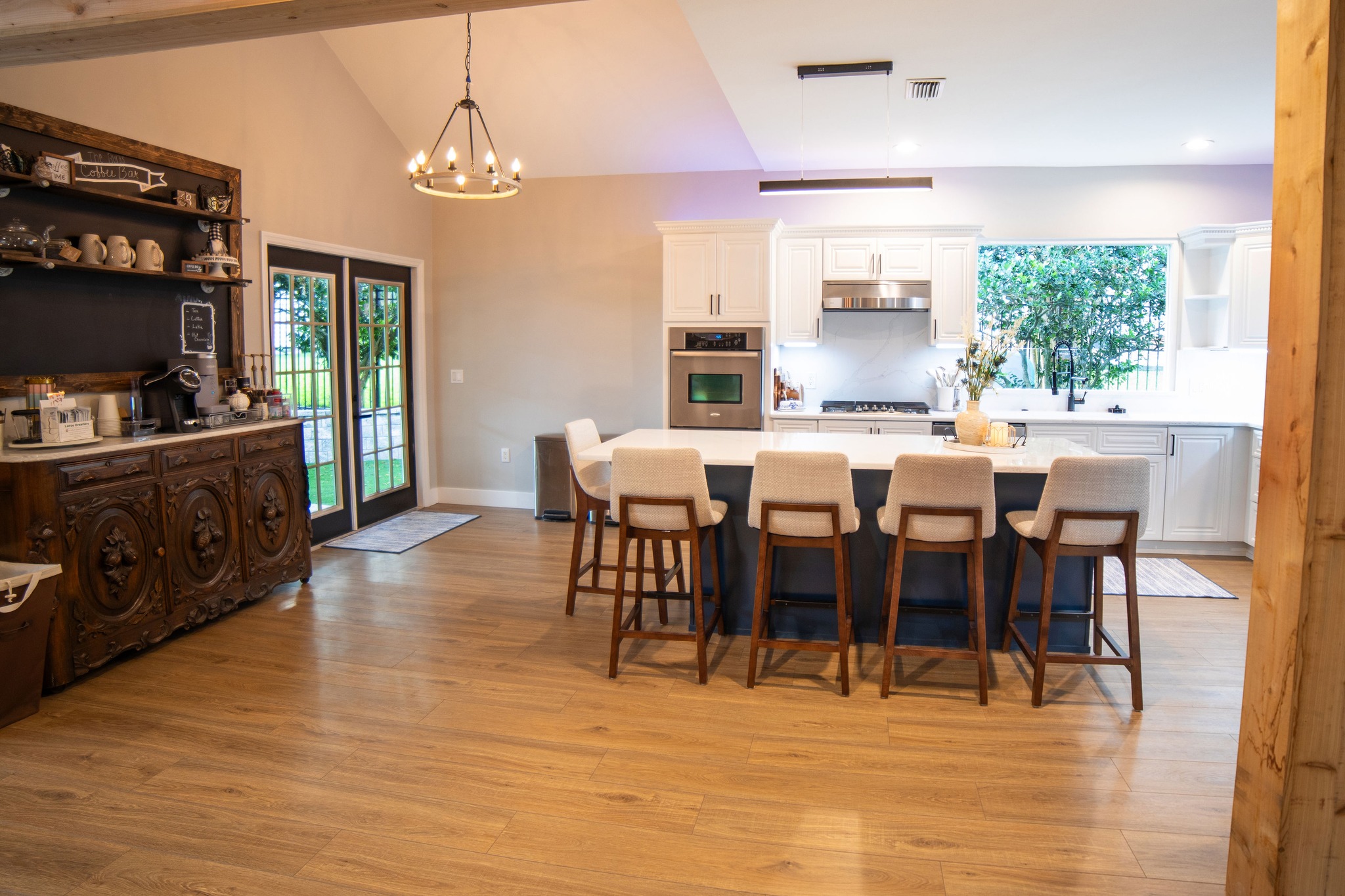 A stylish kitchen with contemporary cabinetry, appliances, and a bright, inviting layout.